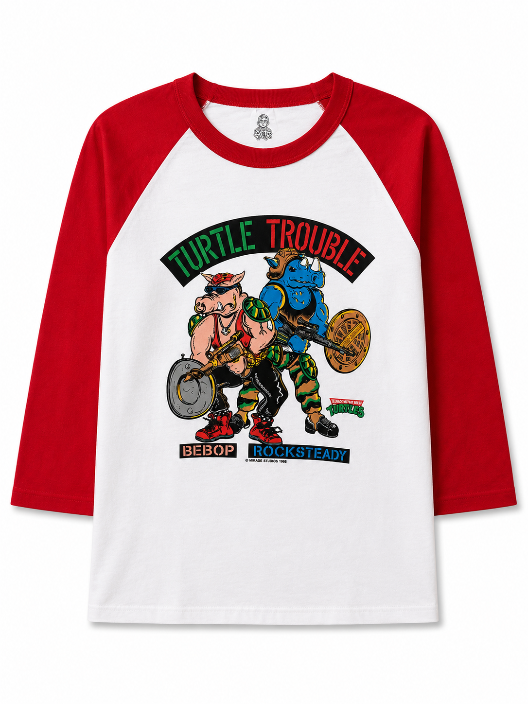 Bebop and rocksteady on a Baseball style Tee